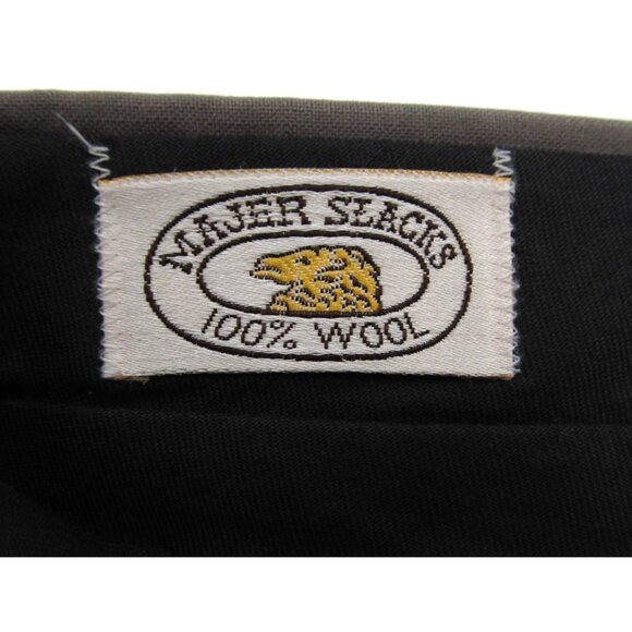 Vintage Majer Slacks Merino Wool Pants 34x29 Taupe Trousers Union Made USA - Picture 7 of 16